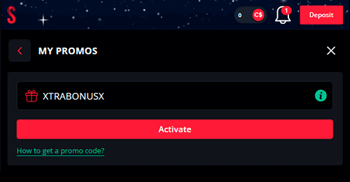 Activate the no deposit bonus