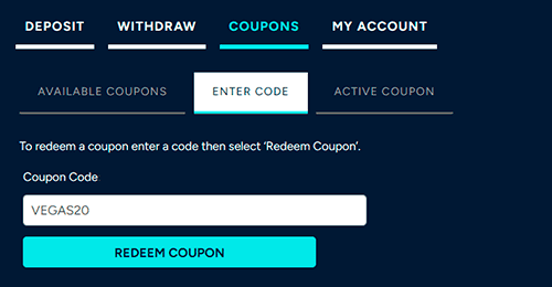 Redeem your no deposit bonus